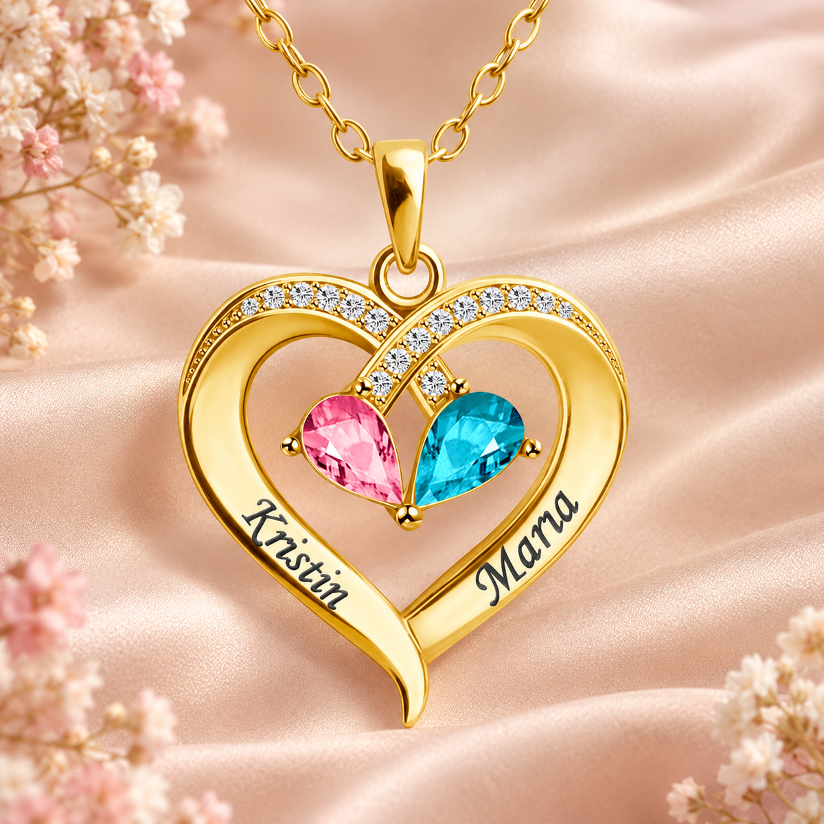 Colar Coração Personalizado com 2 Nomes