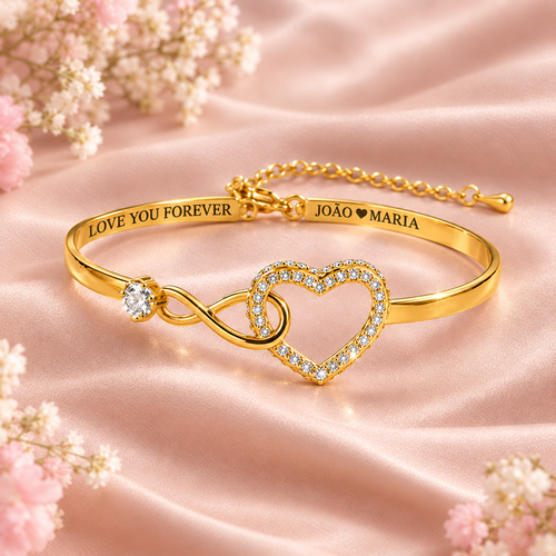 Bracelete Coração e Infinito Personalizada