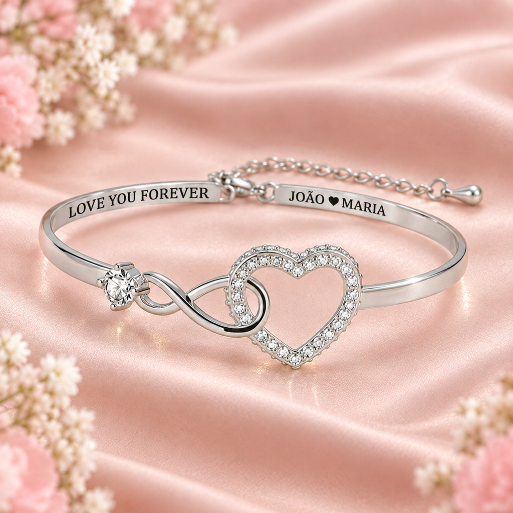 Bracelete Coração e Infinito Personalizada